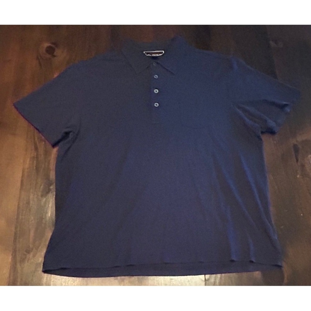 Michael Kors Polo Shirt Mens XXL Navy Blue Excellent Short Sleeve Button Collar